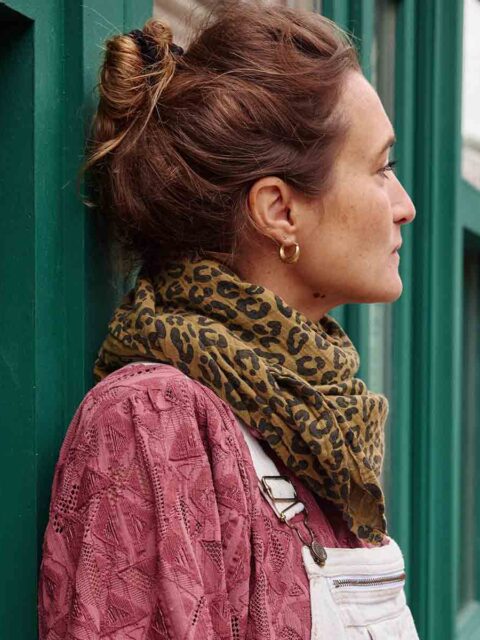 BIANCA_GRAOU_OLIVE_-_ELISA_STRIPES_BURGUNDY_BUBBLE_PINK_4 Lange 100 x 100 cm - Bianca - Graou olive