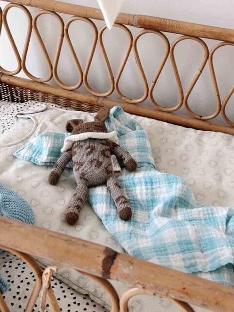 OLIVIA_MINI_HEART_BLACK_-_SARAH_DOTTED_HEART_-_BOU_BLUE_-_BIANCA_VICHY_BLUE Lange 100 x 100 cm - Bianca - Vichy bleu