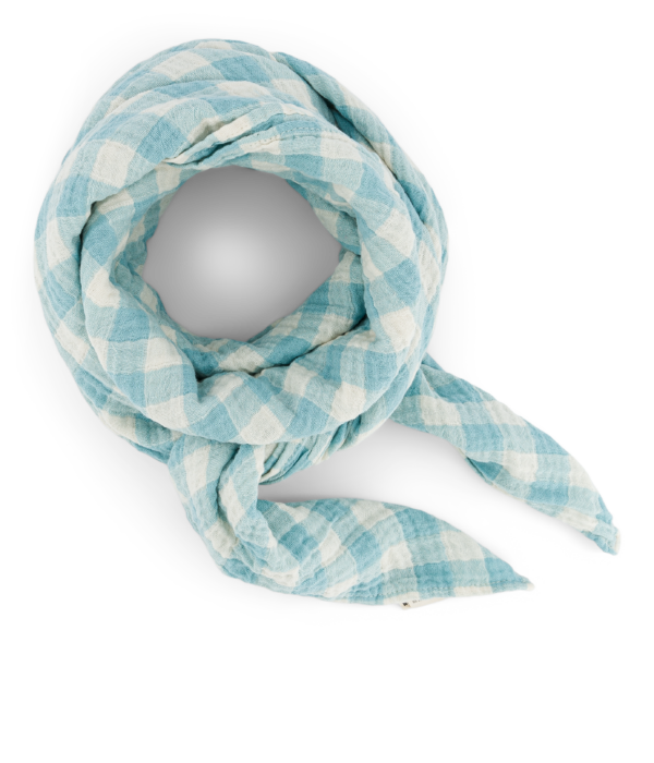 Lange 100 x 100 cm - Bianca - Vichy bleu