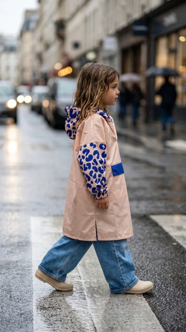 Poncho de pluie long - Léopard bleu