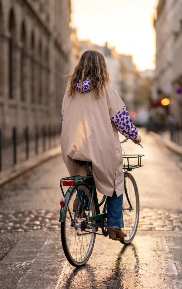 Poncho de pluie long - Léopard bleu